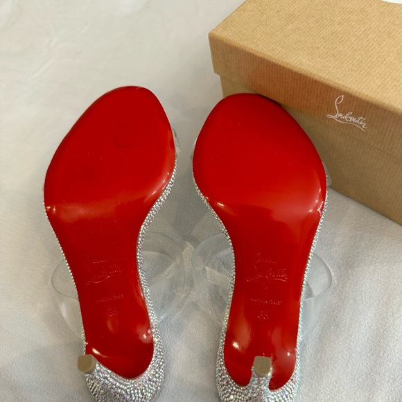 Christian Louboutin Just Strass 85 Crystal Embellished PVC Iridescent Heel *RARE - Picture 4 of 16